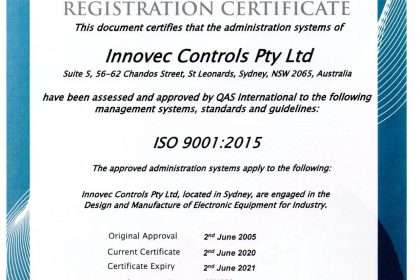 Innovec Controls ISO Certificate